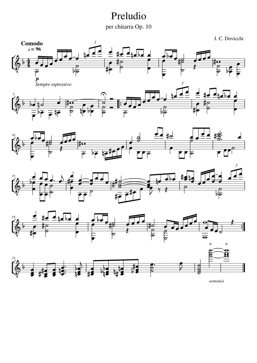 Guitar prelude Opus 10 Classical Guitar scores gallery preview page 1