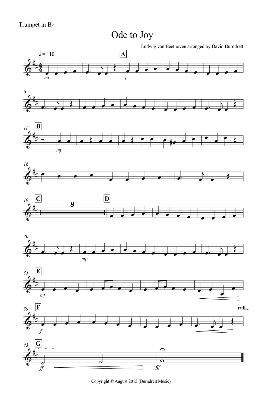 Ode to Joy for Trumpet, Horn and Trombone Trio Brass Trio scores gallery preview page 3