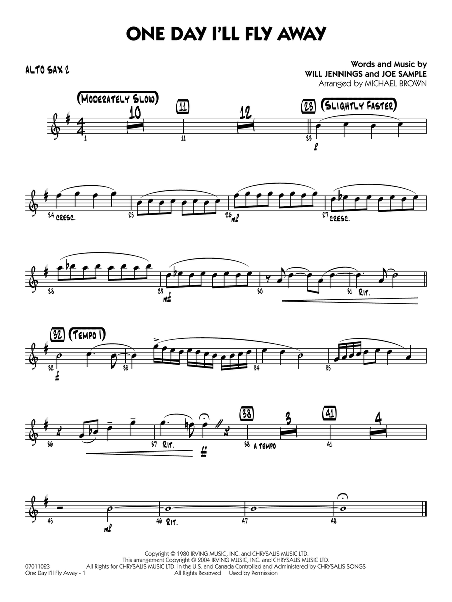 One Day I'll Fly Away (from Moulin Rouge) (arr. Michael Brown) - Alto Sax 2 Jazz Ensemble scores gallery preview page 1