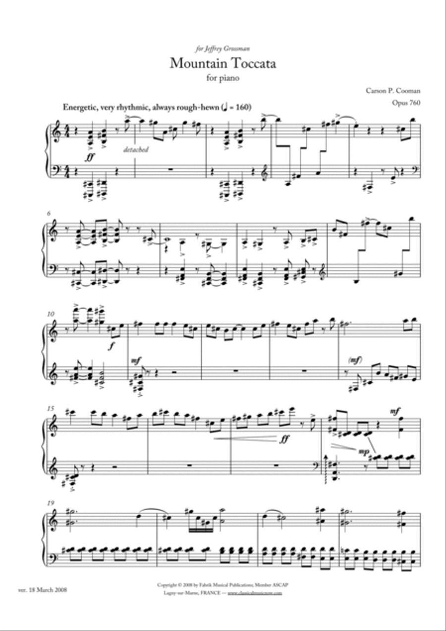 Carson Cooman - Mountain Toccata for piano Piano Solo scores gallery preview page 2