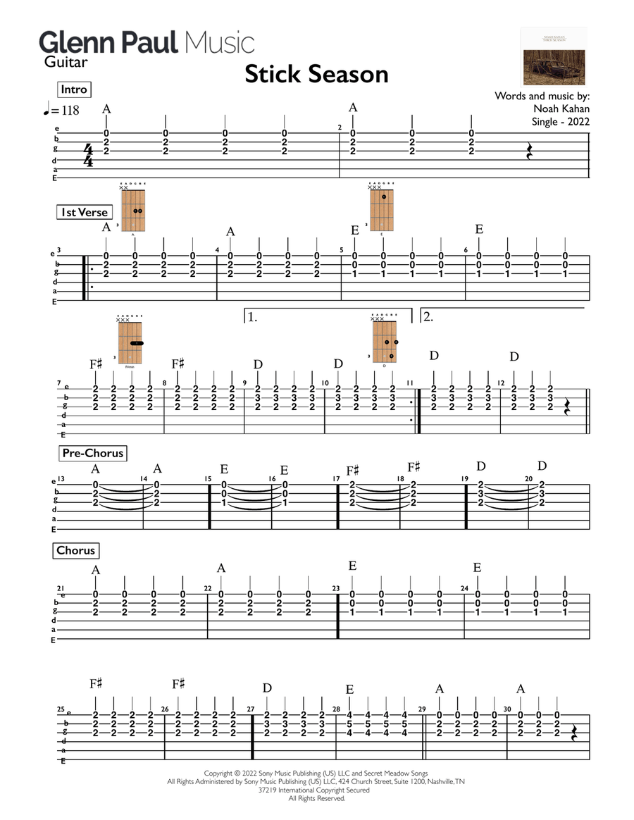 Stick Season Ukulele scores gallery preview page 1