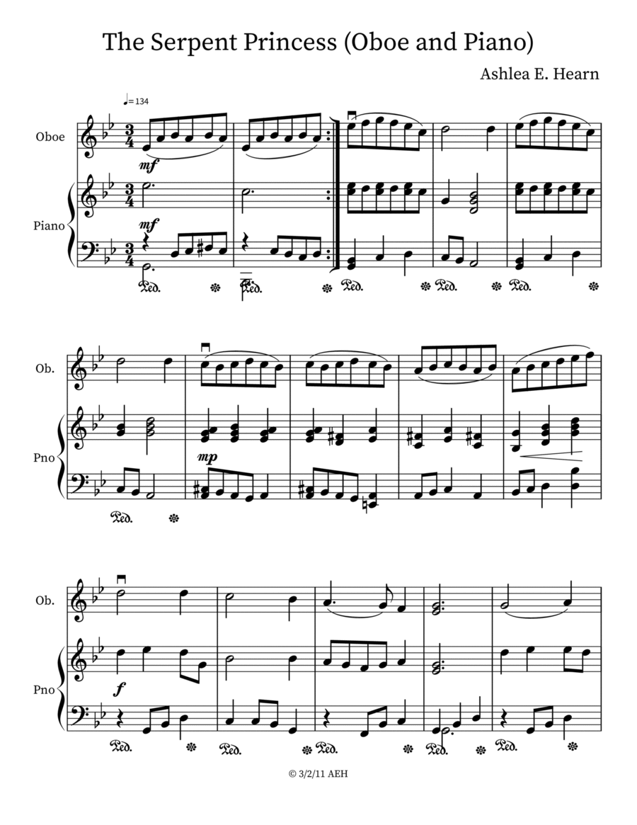 The Serpent Princess (For Oboe) Piano scores gallery preview page 1