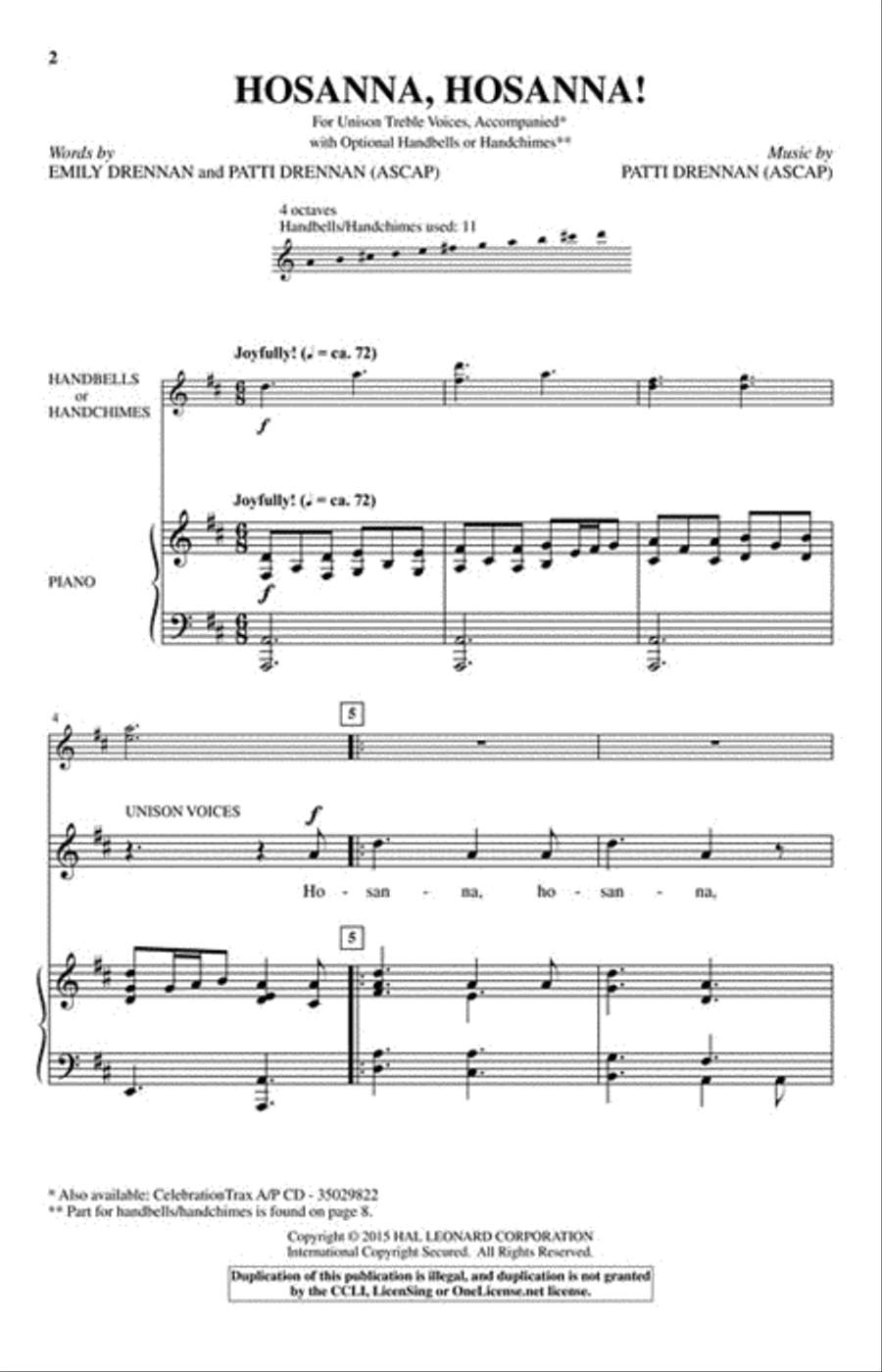Hosanna, Hosanna! Hosanna, Hosanna! Unison Choir scores gallery preview page 2