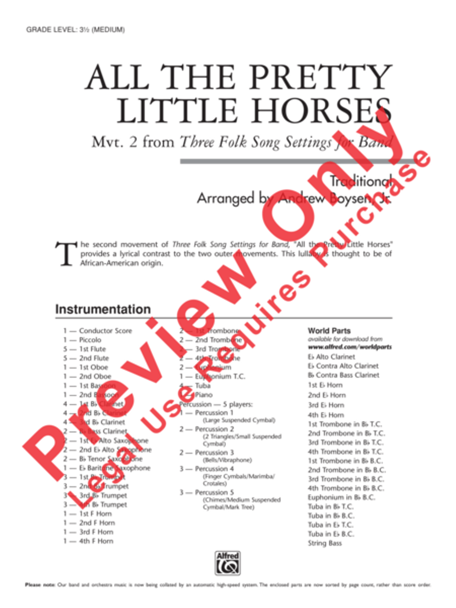 All the Pretty Little Horses Concert Band scores gallery preview page 2