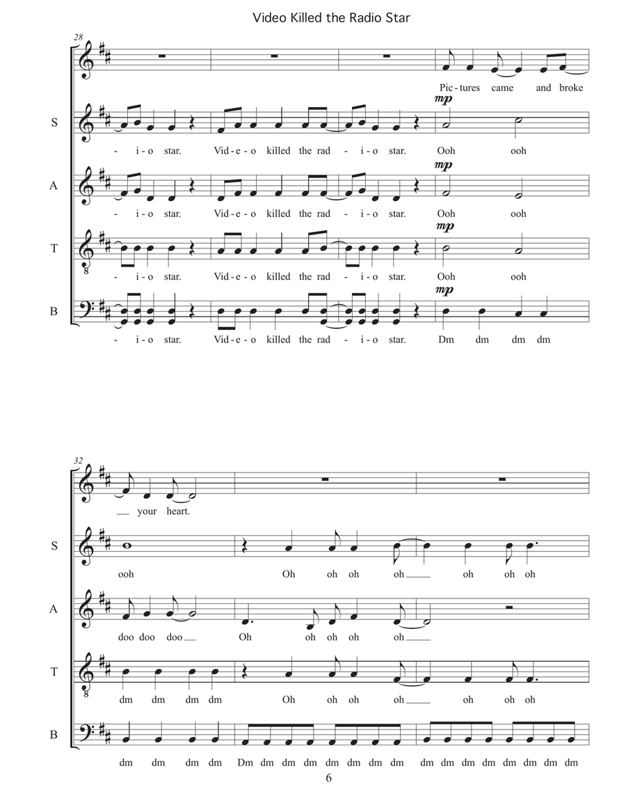 Video Killed The Radio Star 4-Part scores gallery preview page 6