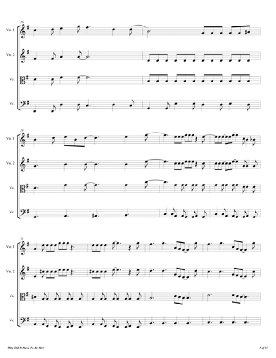 Why Did It Have To Be Me? String Quartet scores gallery preview page 6