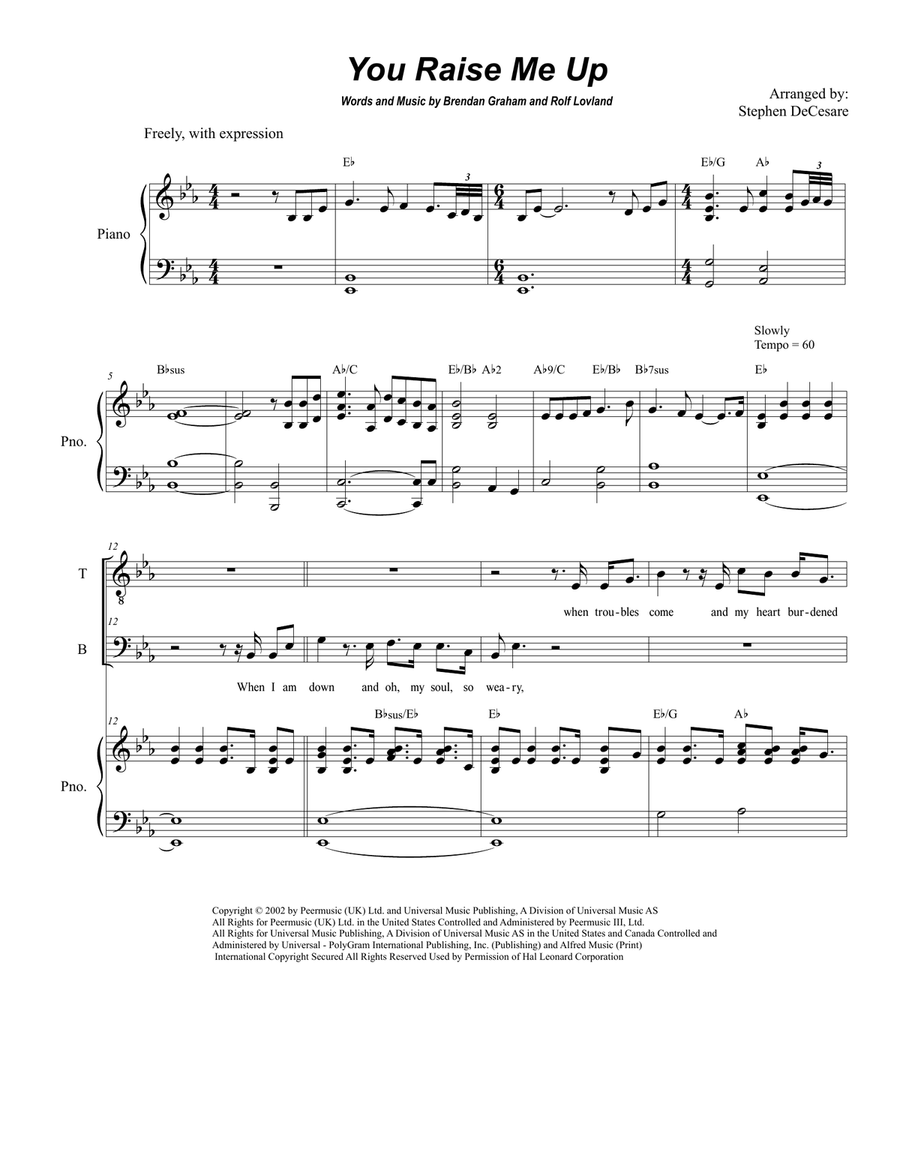You Raise Me Up Piano scores gallery preview page 1