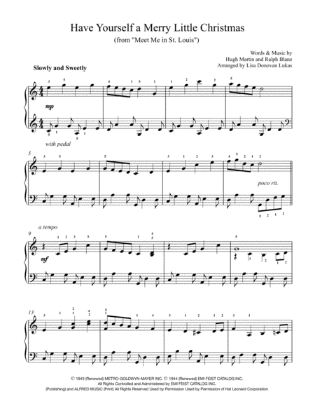 Have Yourself A Merry Little Christmas  (for Intermediate Solo Piano) image number null