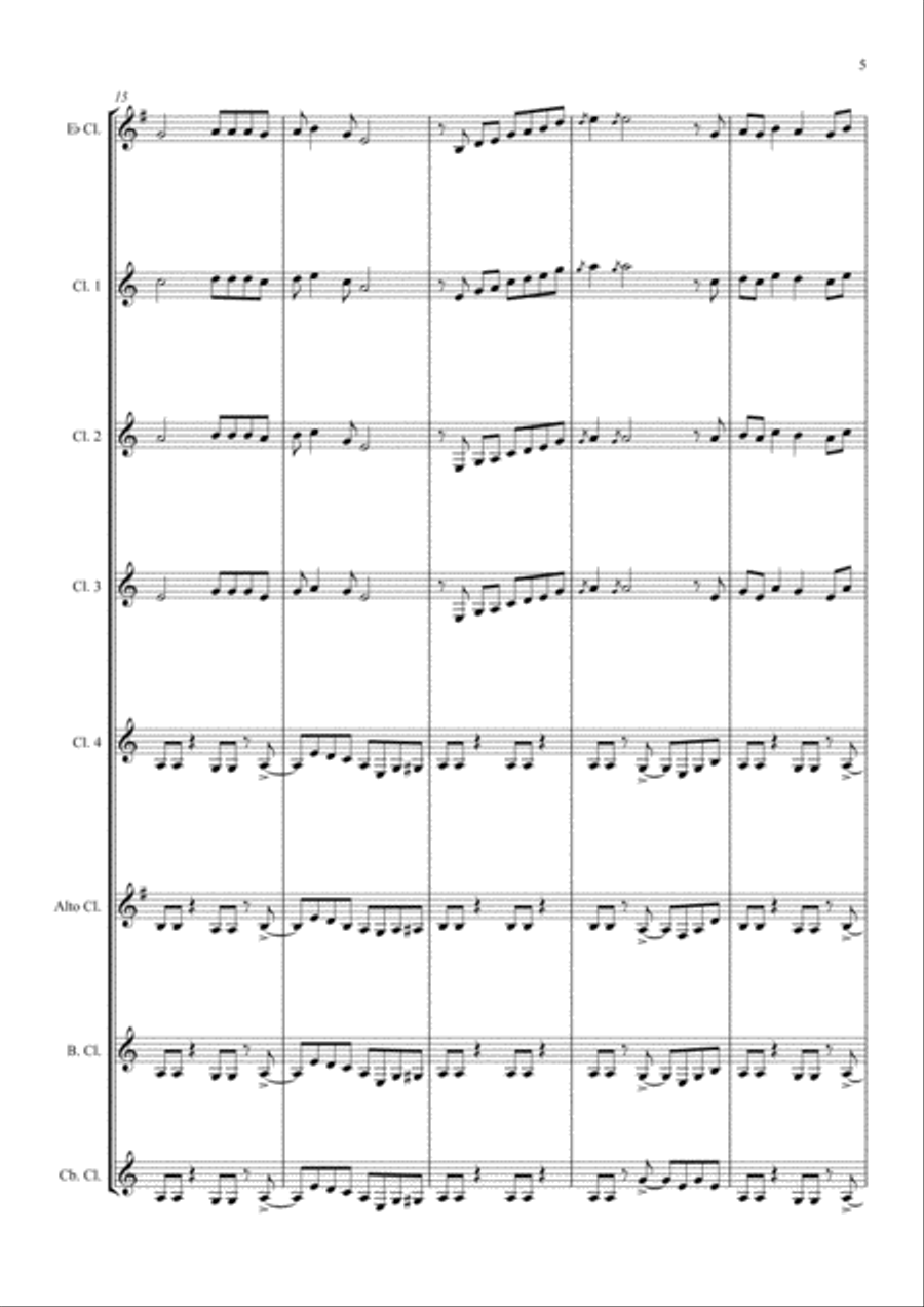 Smoke On The Water Woodwind Ensemble scores gallery preview page 5