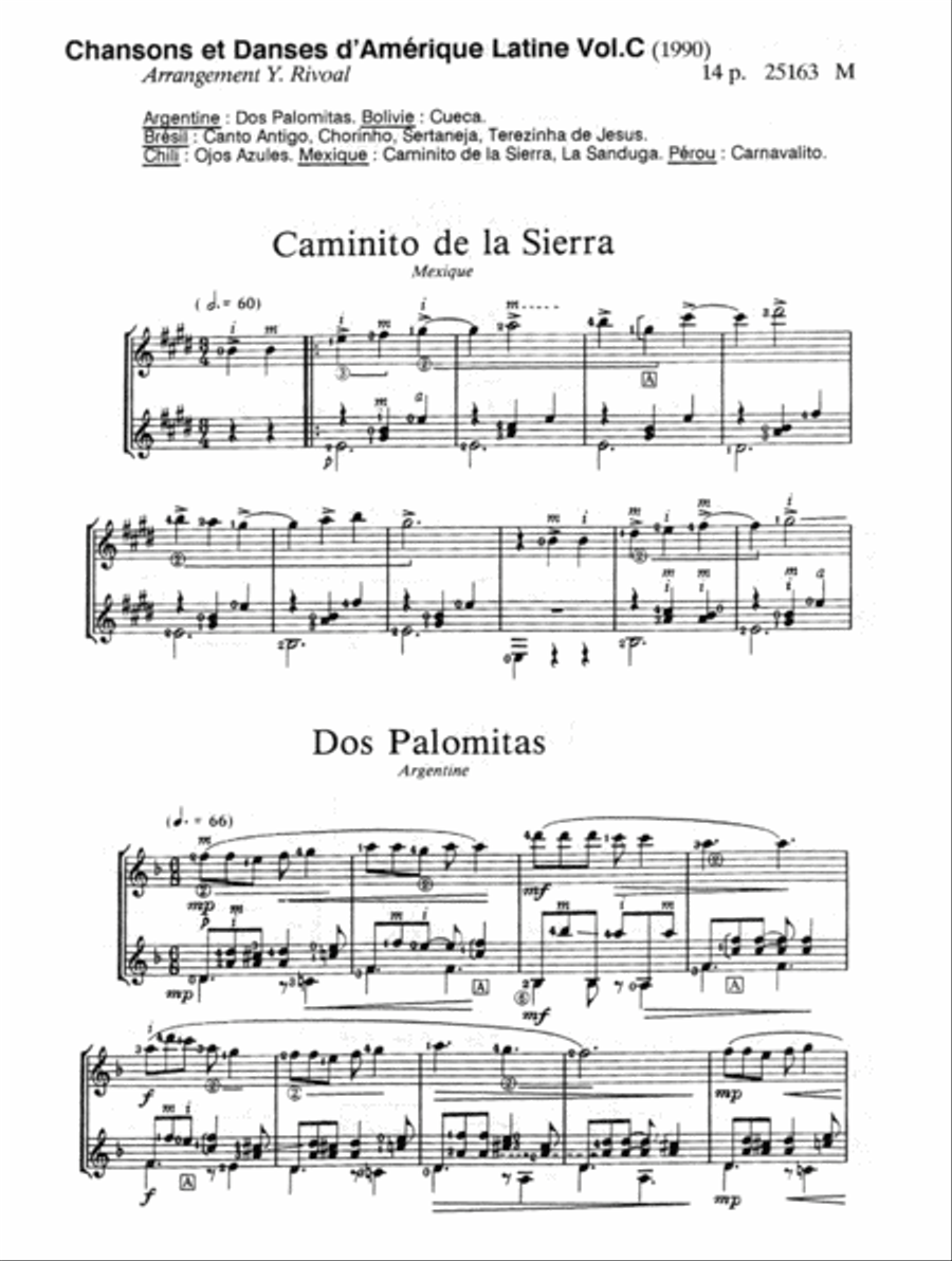 Chansons et danses d'Amerique latine - Volume C Acoustic Guitar scores gallery preview page 2