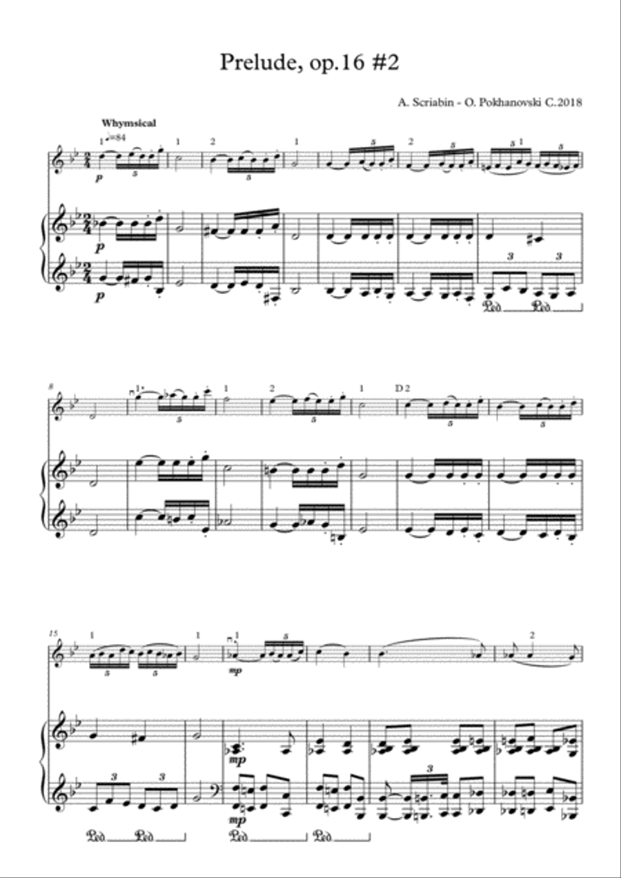 Scriabin Prelude op.16 #2 Violin Solo scores gallery preview page 1