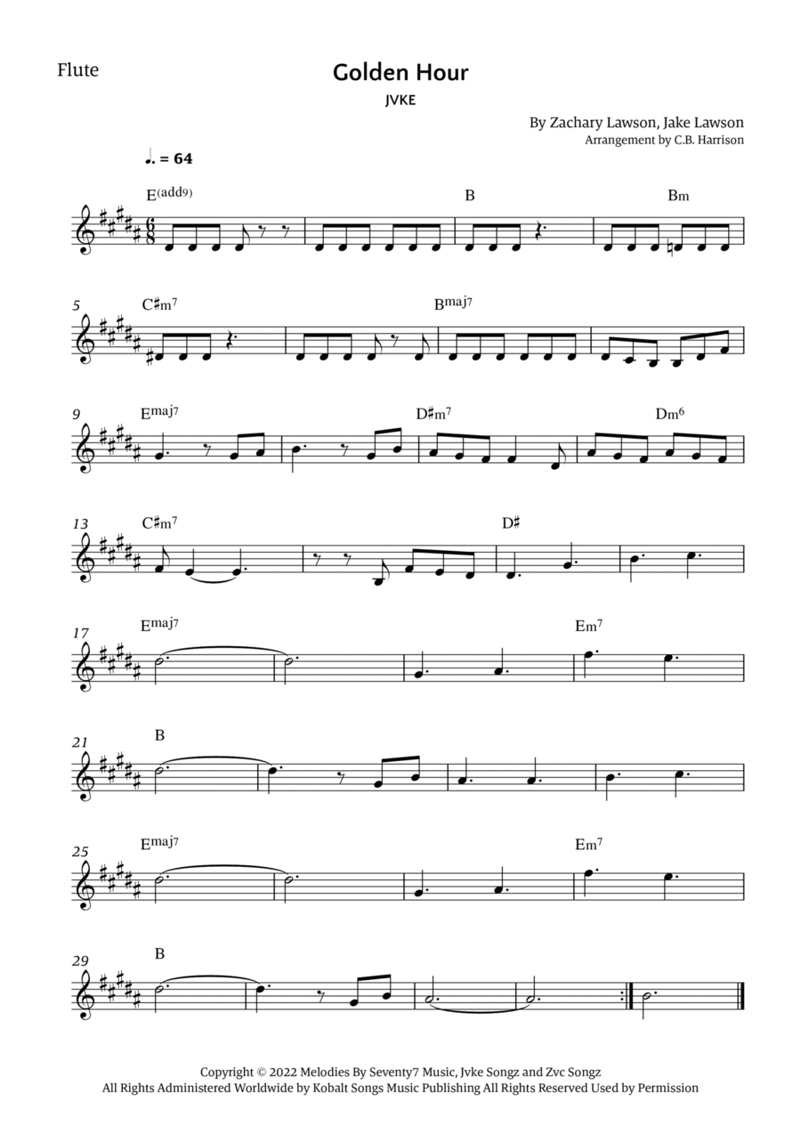 Golden Hour Flute Solo scores gallery preview page 1