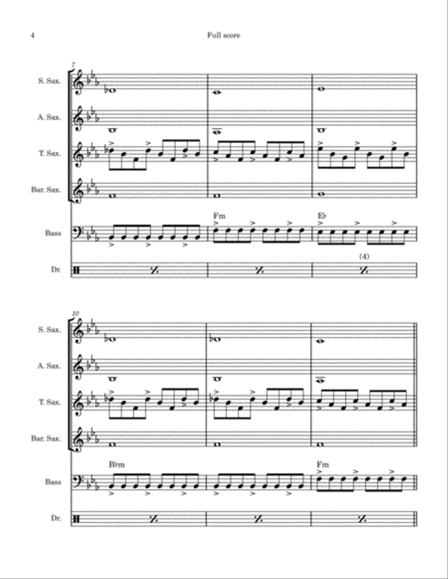 Clocks Saxophone Quartet scores gallery preview page 4