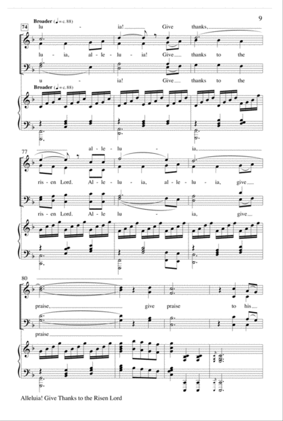 Alleluia! Give Thanks to the Risen Lord 4-Part scores gallery preview page 9