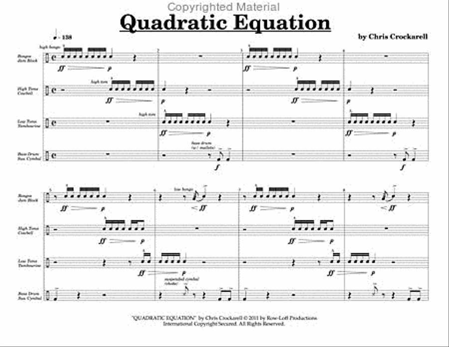 Quadratic Equation Quadratic Equation Percussion Ensemble scores gallery preview page 3