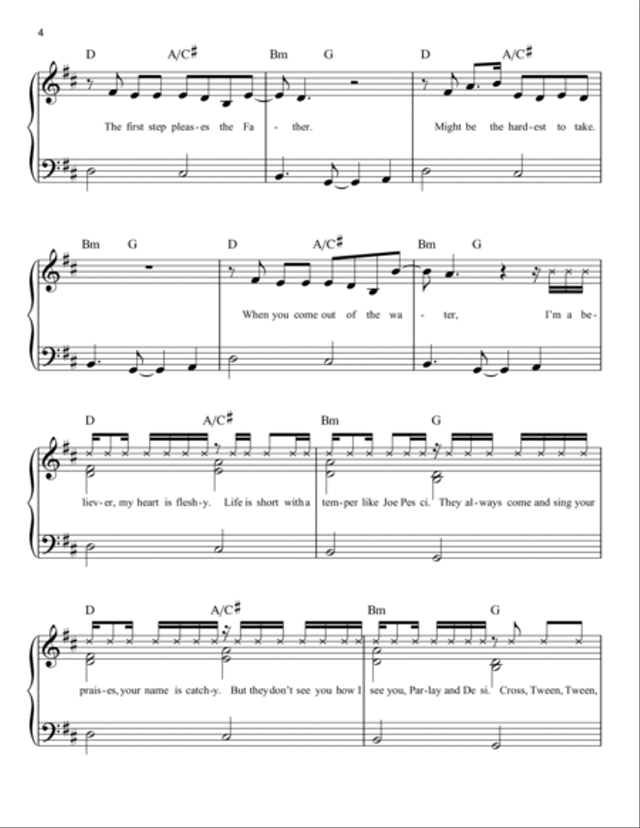 Holy (feat. Chance the Rapper) Easy Piano scores gallery preview page 4