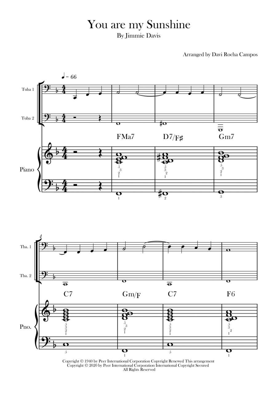 You Are My Sunshine Brass Duet scores gallery preview page 1