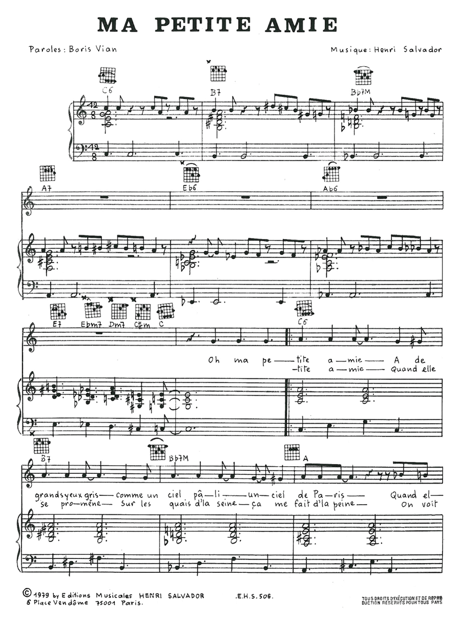 Ma Petite Amie Piano, Vocal scores gallery preview page 1