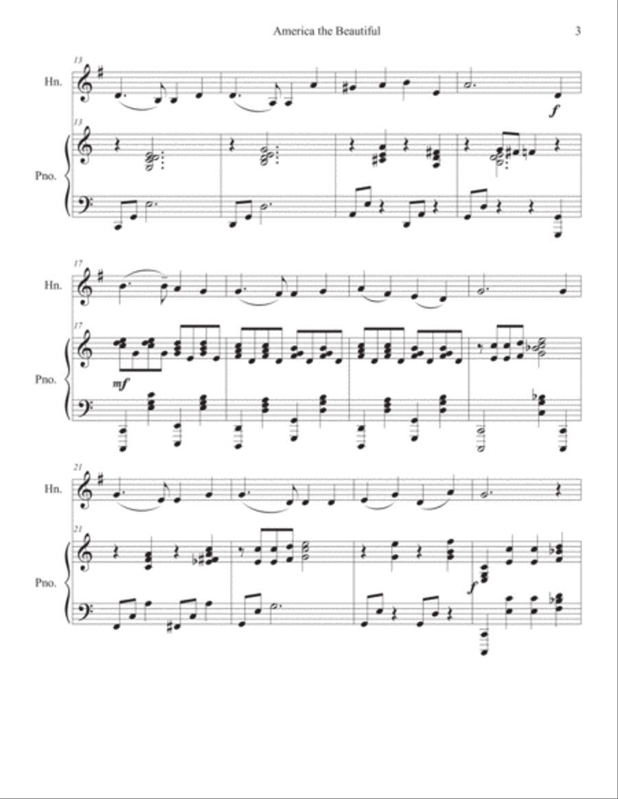 America the Beautiful - Horn in F Piano scores gallery preview page 3