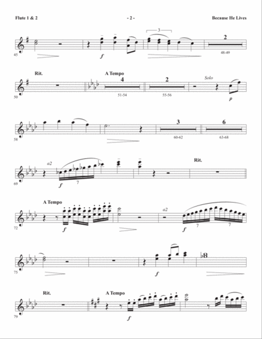 Because He Lives (arr. Joseph M. Martin) - Flute 1 & 2 Choir scores gallery preview page 2
