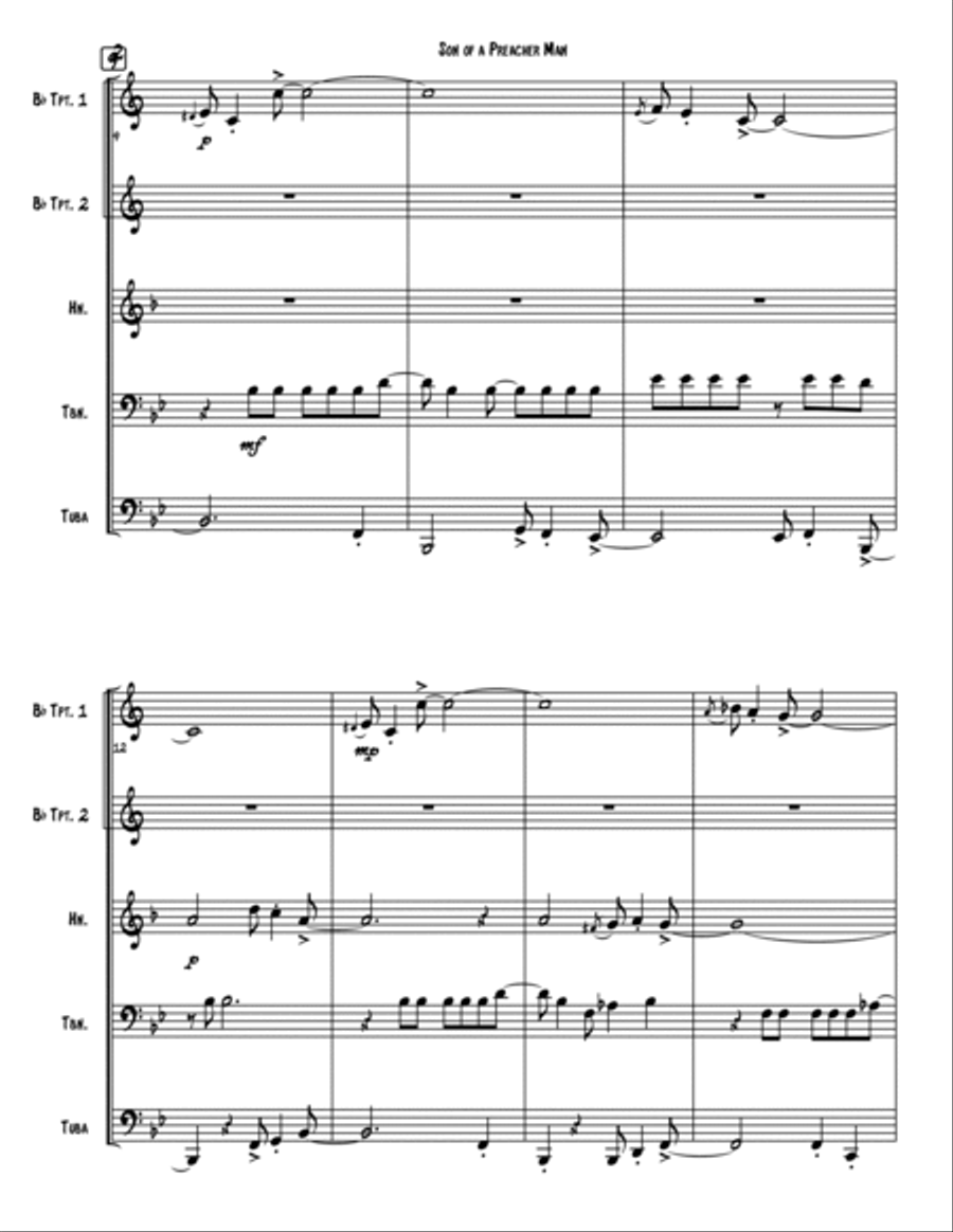 Son-Of-A-Preacher Man Brass Quintet scores gallery preview page 2