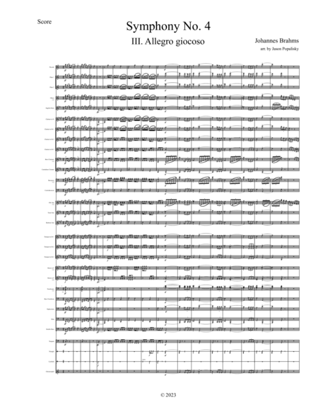 Brahms Symphony No. 4, movement III, arranged for Concert Band (SCORE ONLY) - Score Only image number null