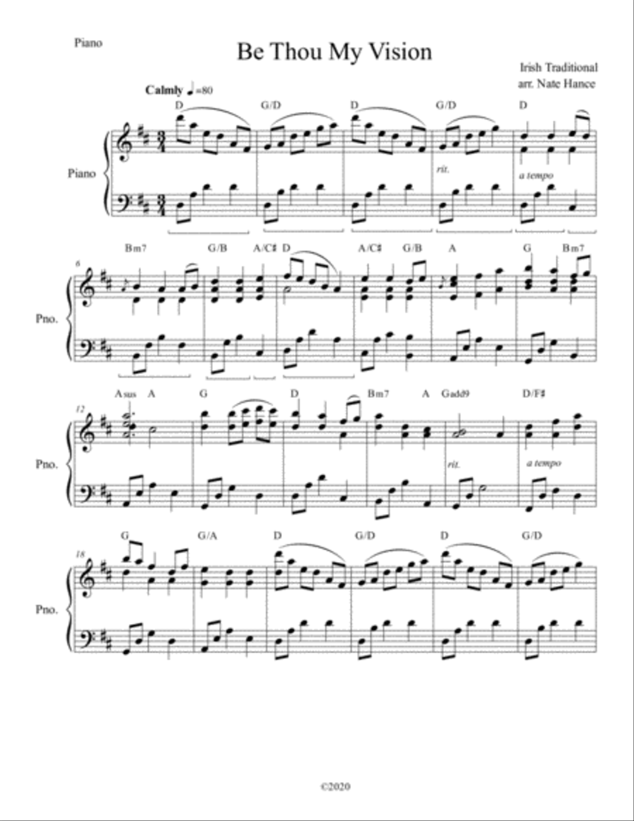 Be Thou My Vision - solo piano arrangement