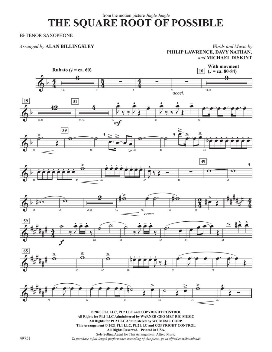 The Square Root of Possible: B-flat Tenor Saxophone