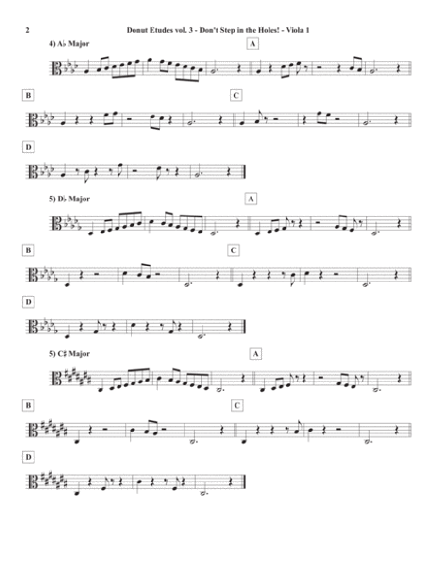 Donut Etudes vol. 3: Don’t Step in the Holes! – Viola Quartet Viola Solo scores gallery preview page 5