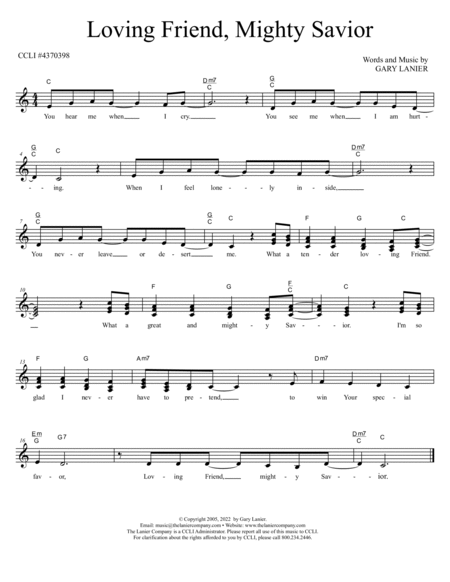 LOVING FRIEND, MIGHTY SAVIOR / YOU ARE MY GOD, Worship Lead Sheets (Melody, Lyrics & Guitar Chords) image number null
