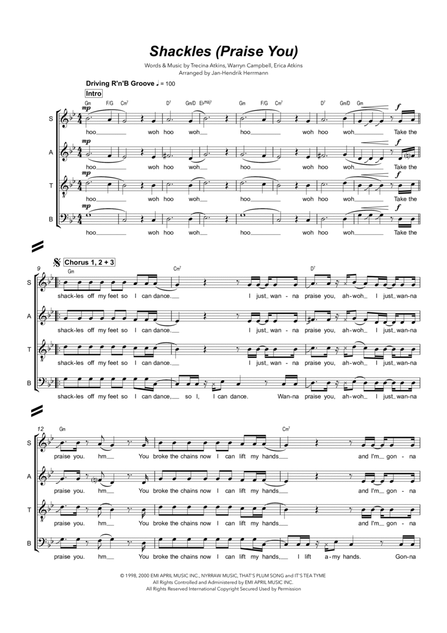 Shackles (praise You) Divisi scores gallery preview page 1