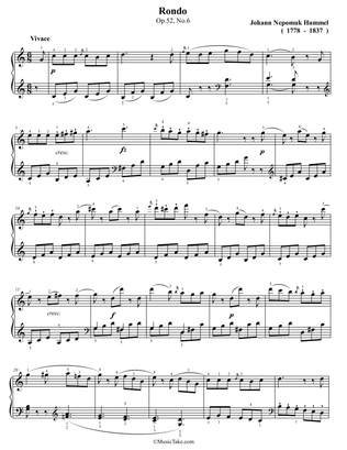 Book cover for Hummel rondo in C Major Op.52 No.6