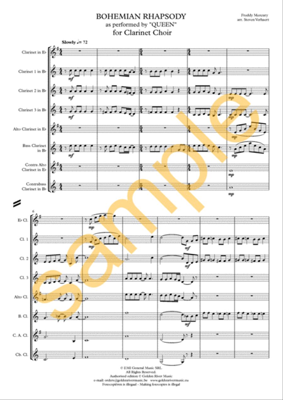 Bohemian Rhapsody - clarinet choir Clarinet Choir scores gallery preview page 2