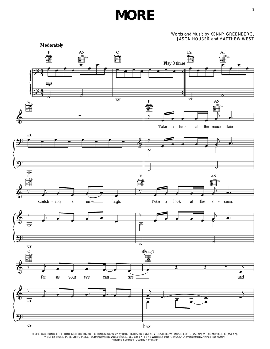More Piano, Vocal, Guitar scores gallery preview page 1