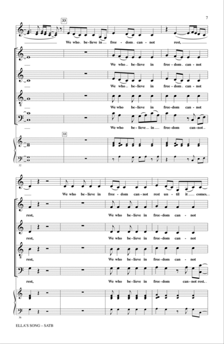 Ella's Song Ella's Song 4-Part scores gallery preview page 5