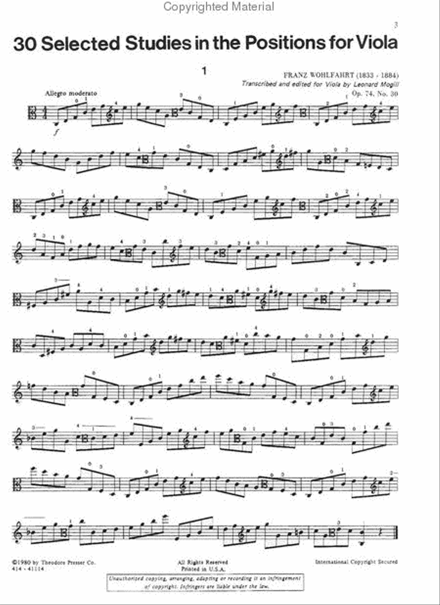 30 Selected Studies in the Positions, Viola Chamber Music scores gallery preview page 2