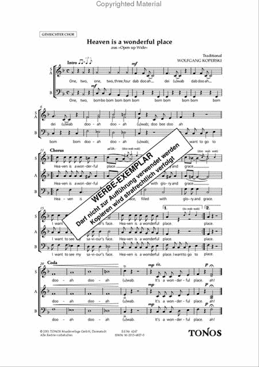 Heaven is a wonderful place 4-Part scores gallery preview page 2