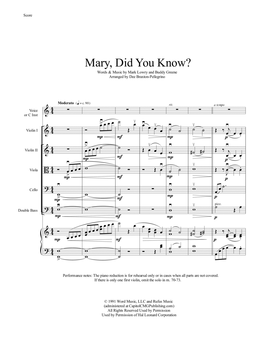 Mary, Did You Know? String Orchestra scores gallery preview page 1