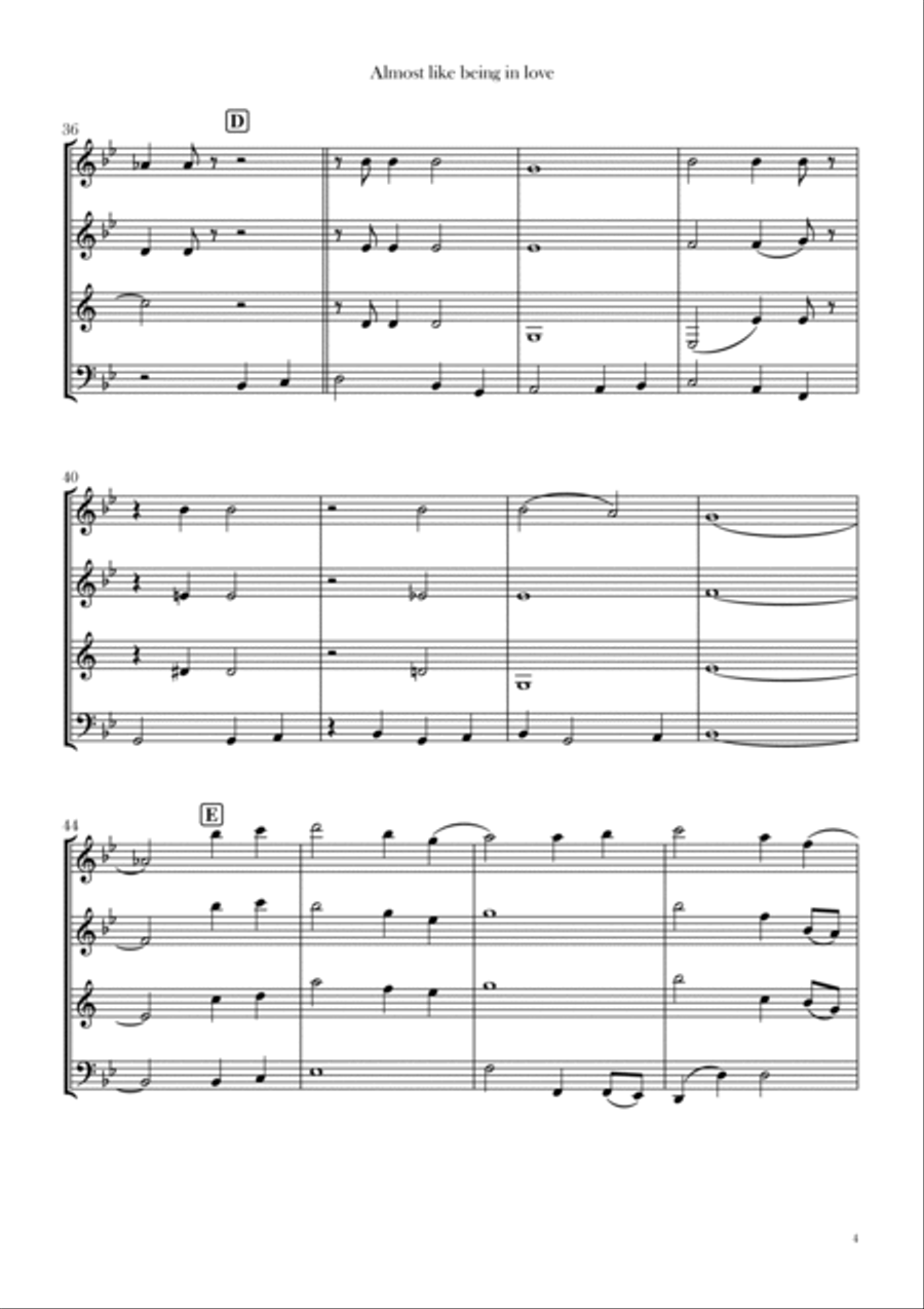 Almost Like Being In Love Woodwind Quartet scores gallery preview page 4