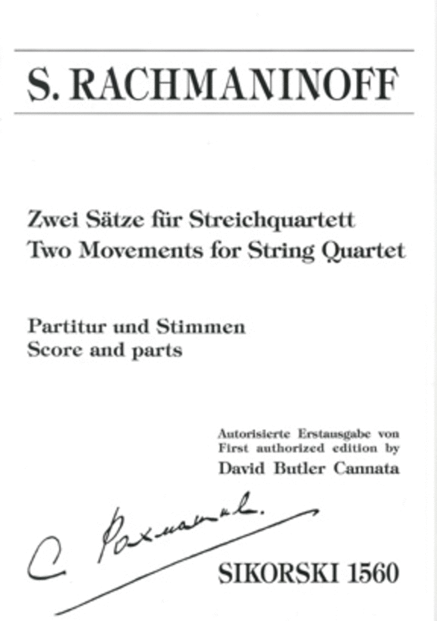 Sergei Rachmaninoff: Two Movements for String Quartet
