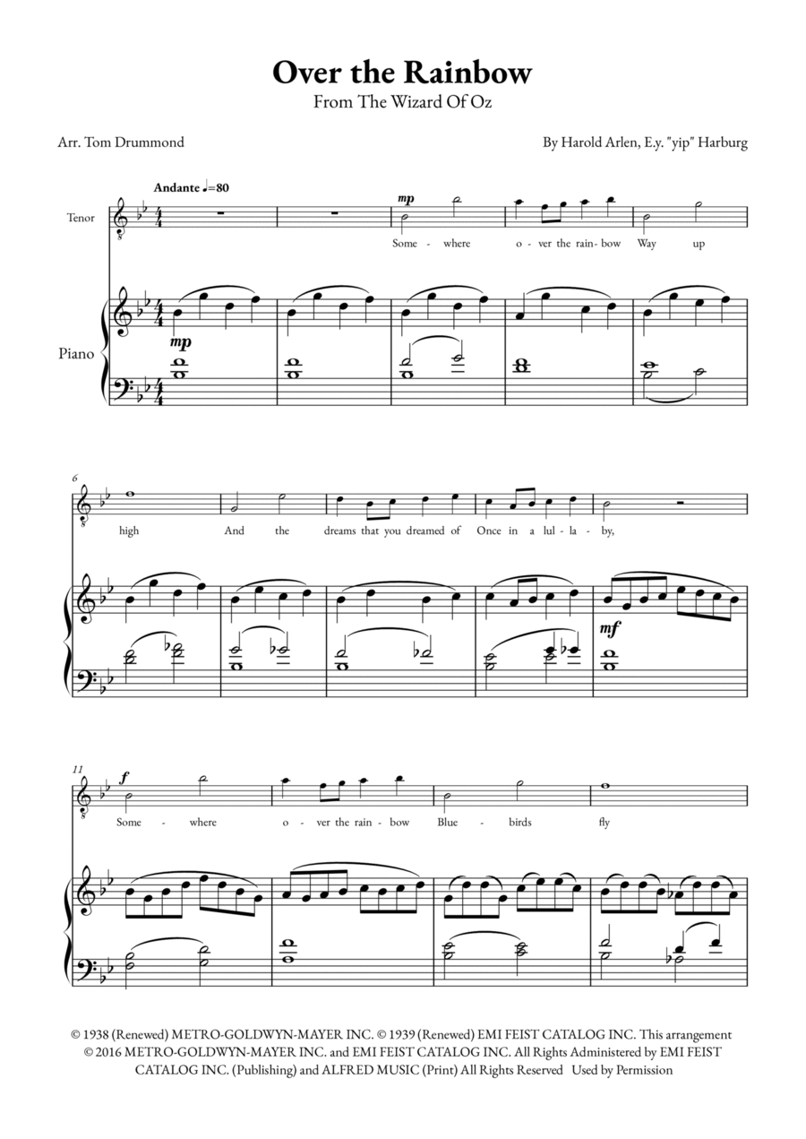 Over The Rainbow Voice scores gallery preview page 1