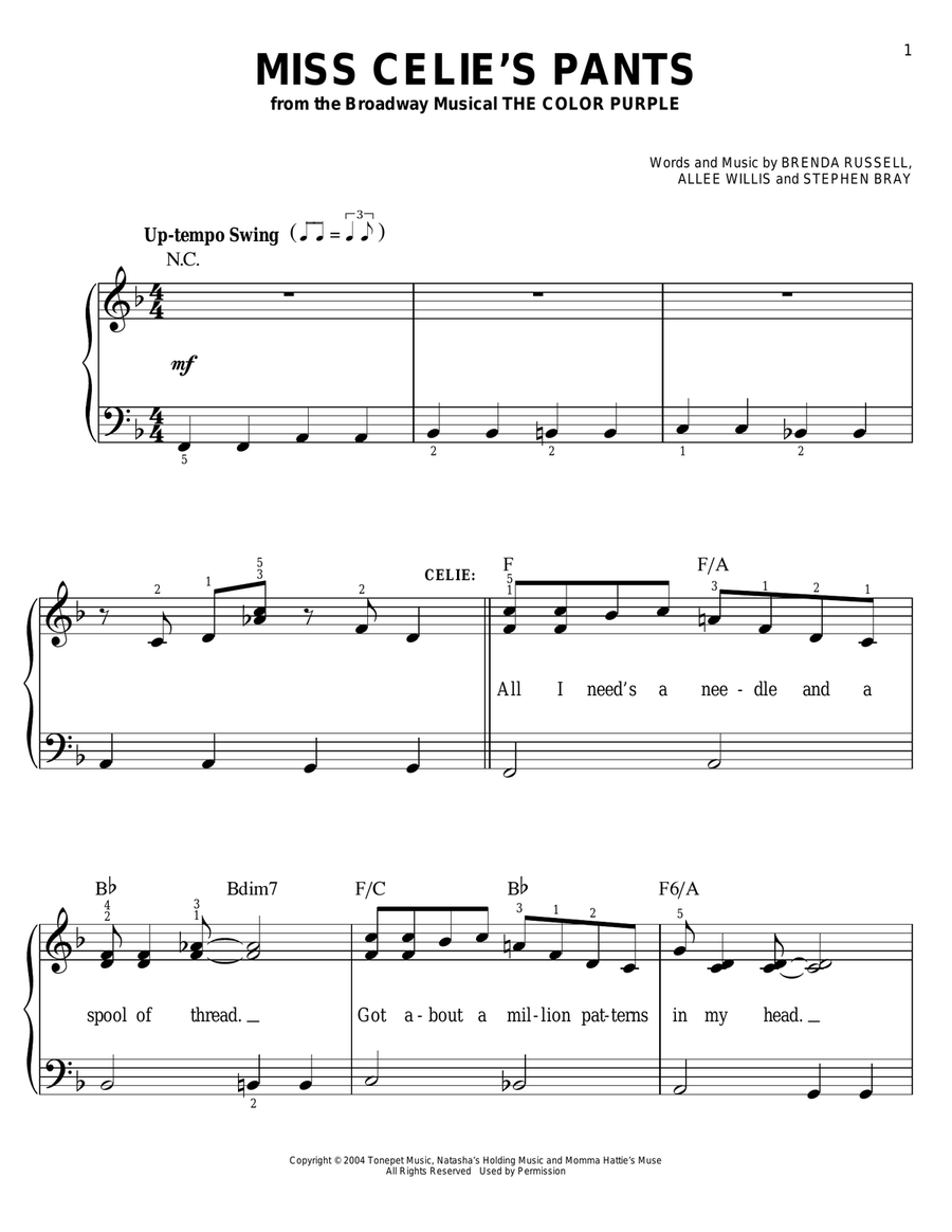 Miss Celie's Pants Miss Celie's Pants Voice scores gallery preview page 1