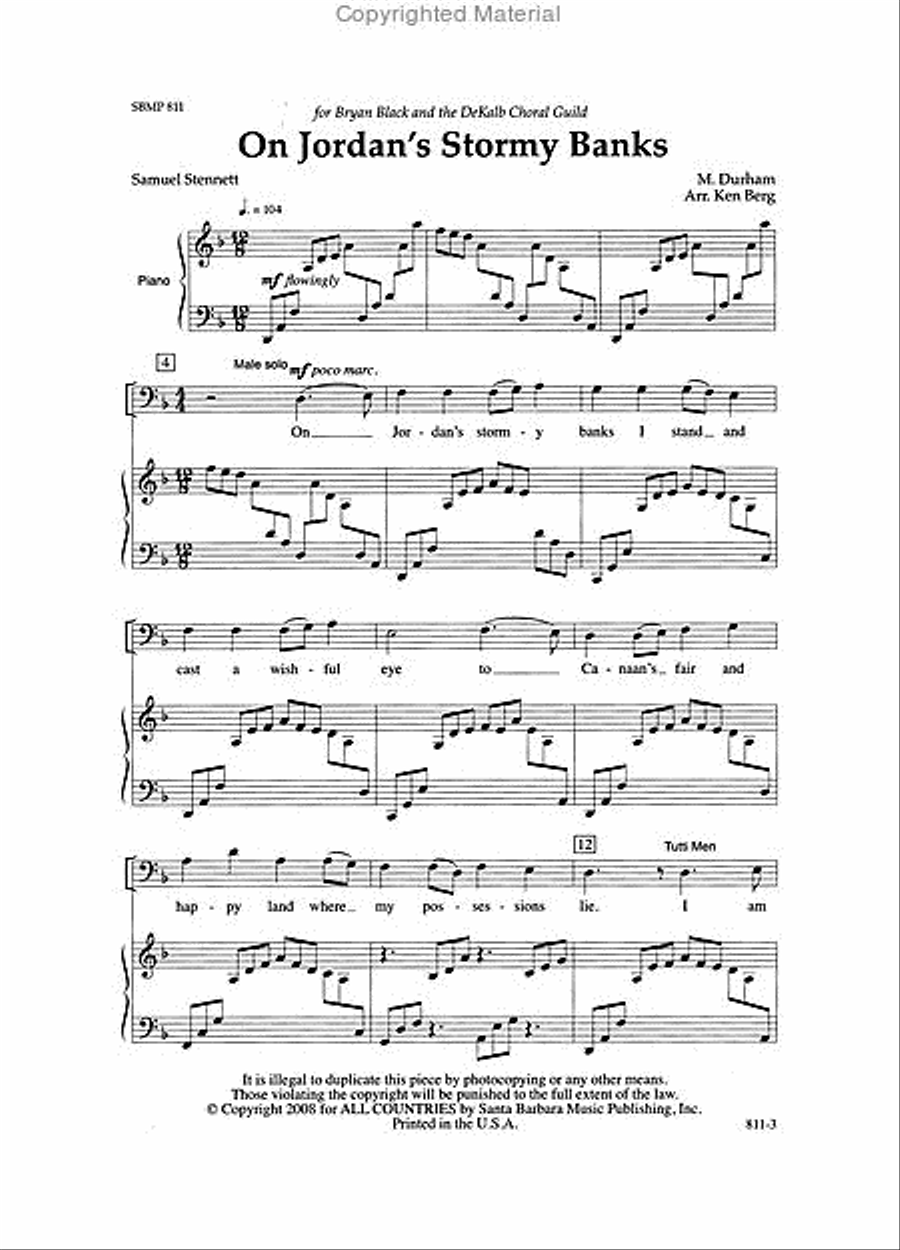 On Jordan's Stormy Banks - SATB Octavo 4-Part scores gallery preview page 2