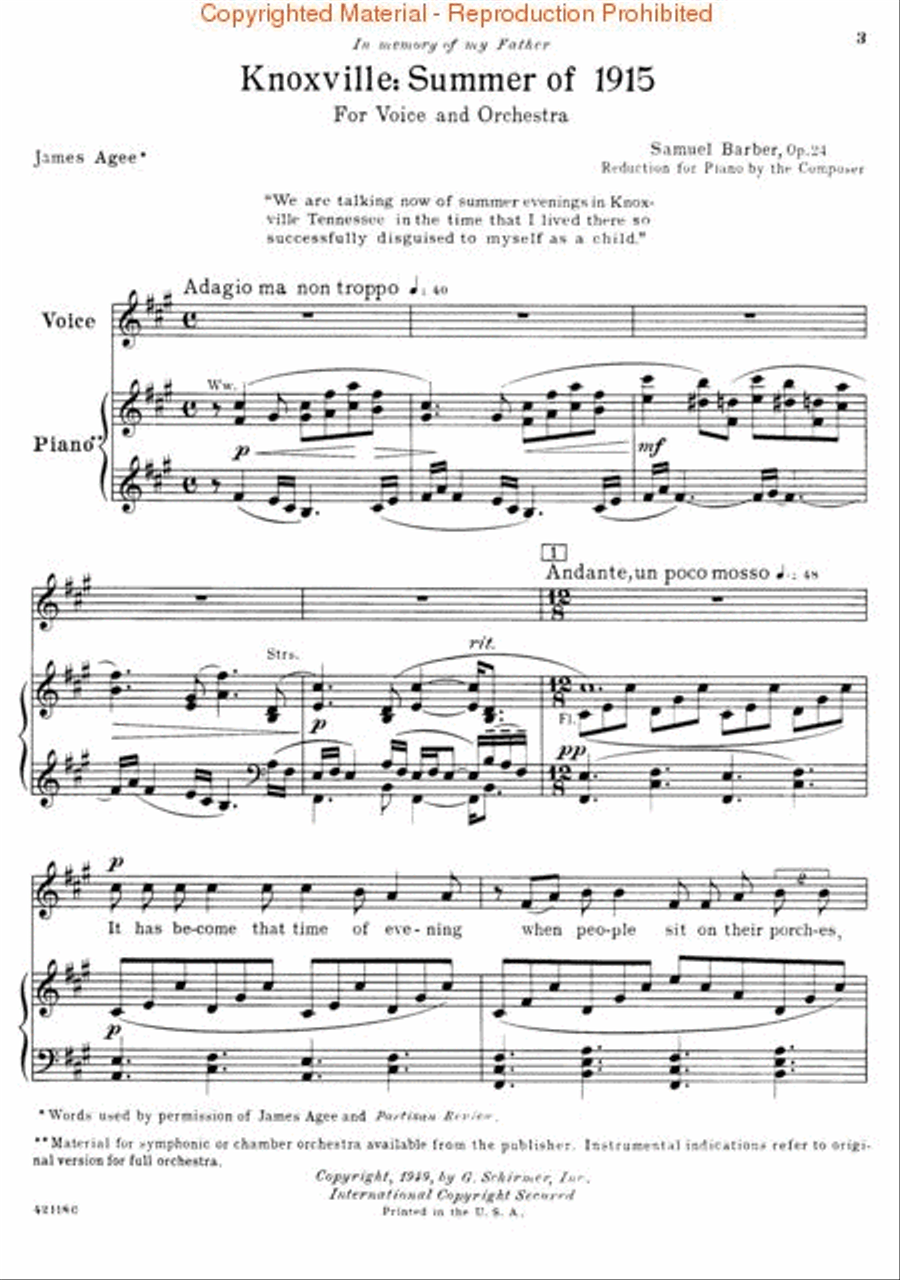 Knoxville: Summer of 1915 Voice scores gallery preview page 2