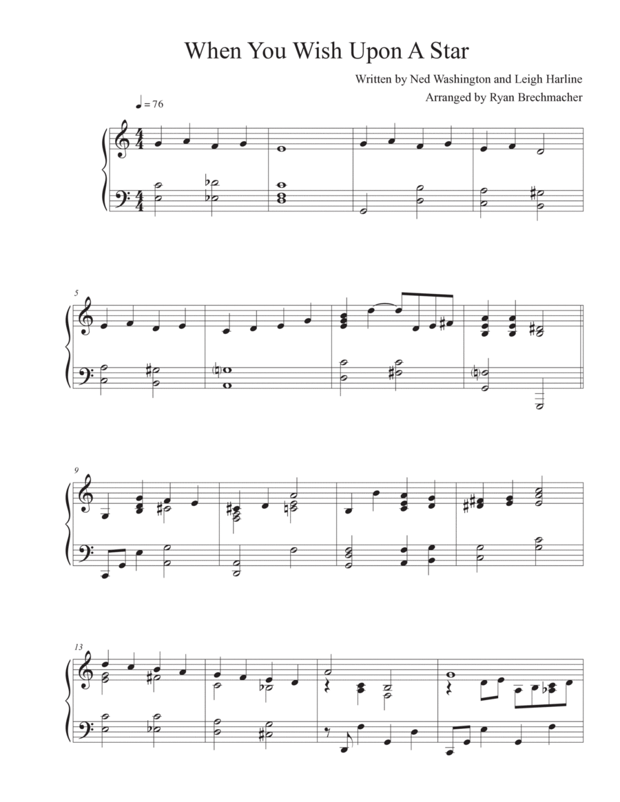 When You Wish Upon A Star Piano Solo scores gallery preview page 1