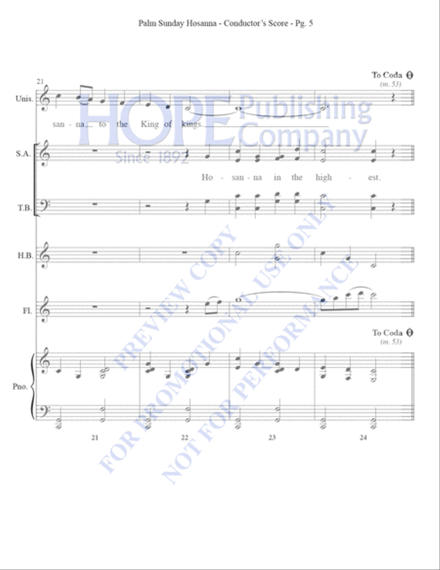 Palm Sunday Hosanna Palm Sunday Hosanna Unison Choir scores gallery preview page 7