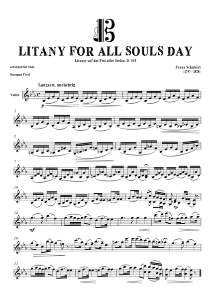F. Schubert LITANY (Litaney auf das Fest aller Seelen) for Violin or Viola and Cello Duet arr. by S