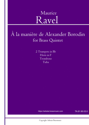 Book cover for Ravel: À la manière de Borodine (valse) for Brass Quintet