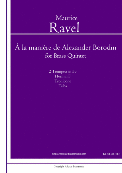 Ravel: À la manière de Borodine (valse) for Brass Quintet image number null