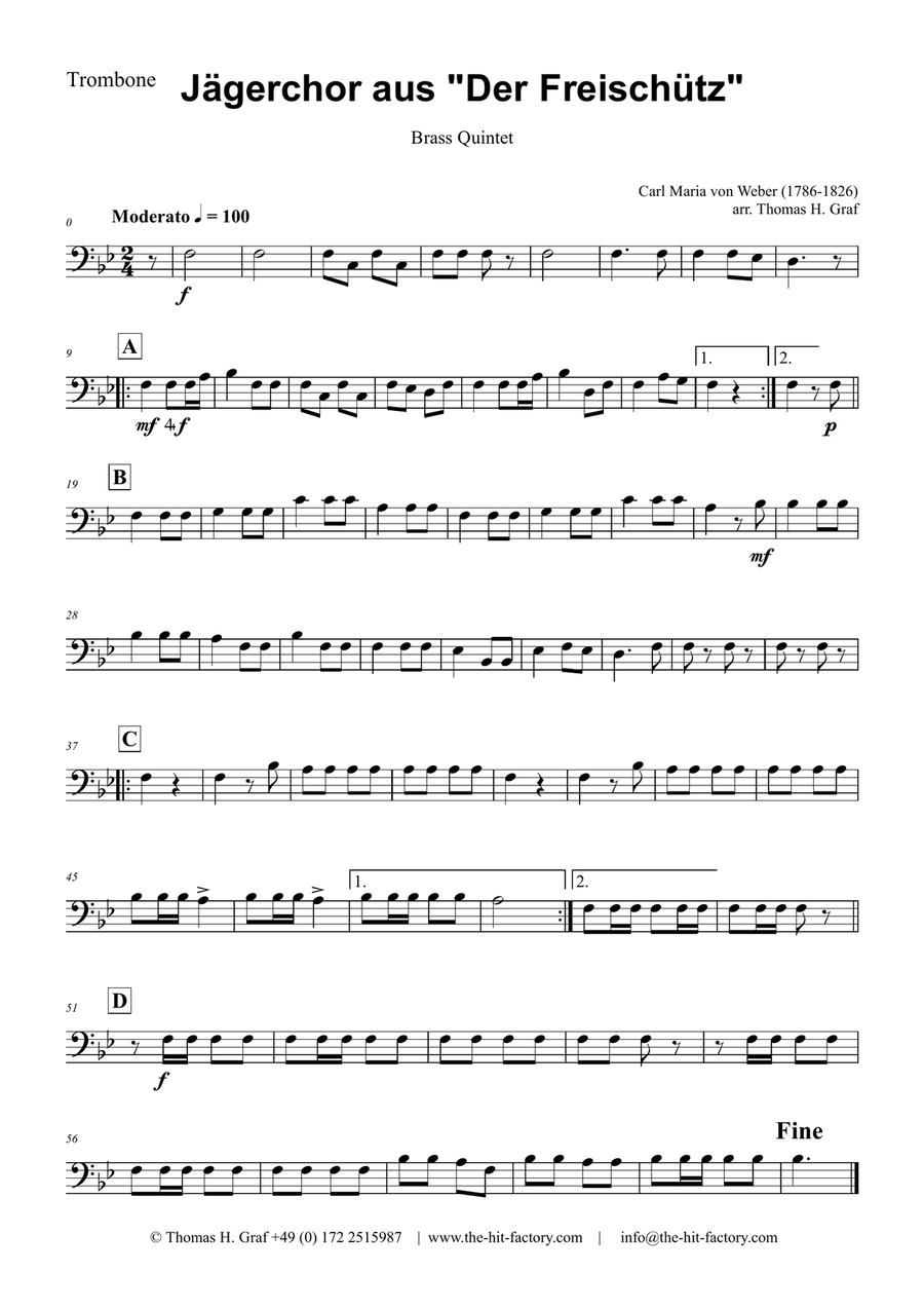 Jaegerchor - Der Freischuetz C.M.Weber - Brass Quintet Brass Quintet scores gallery preview page 6